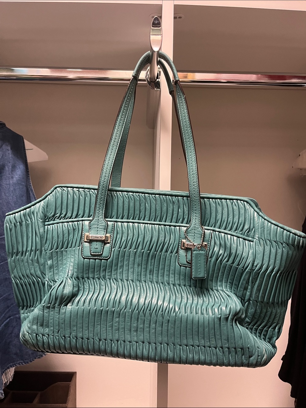 COACH Turquoise Quilted Tote Bag - Designer Style